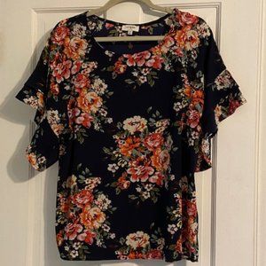 Dark Navy Floral Top Sz Small